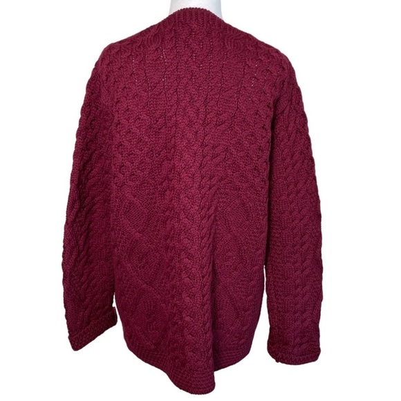 Aran Crafts Merino Wool Chunky Knit Button Front Ireland Cardigan - Picture 4 of 9